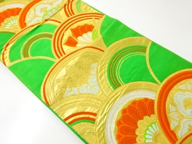 JAPANESE KIMONO / ANTIQUE AOI-NAMI PATTERN WOVEN FUKURO OBI (MATERIAL)